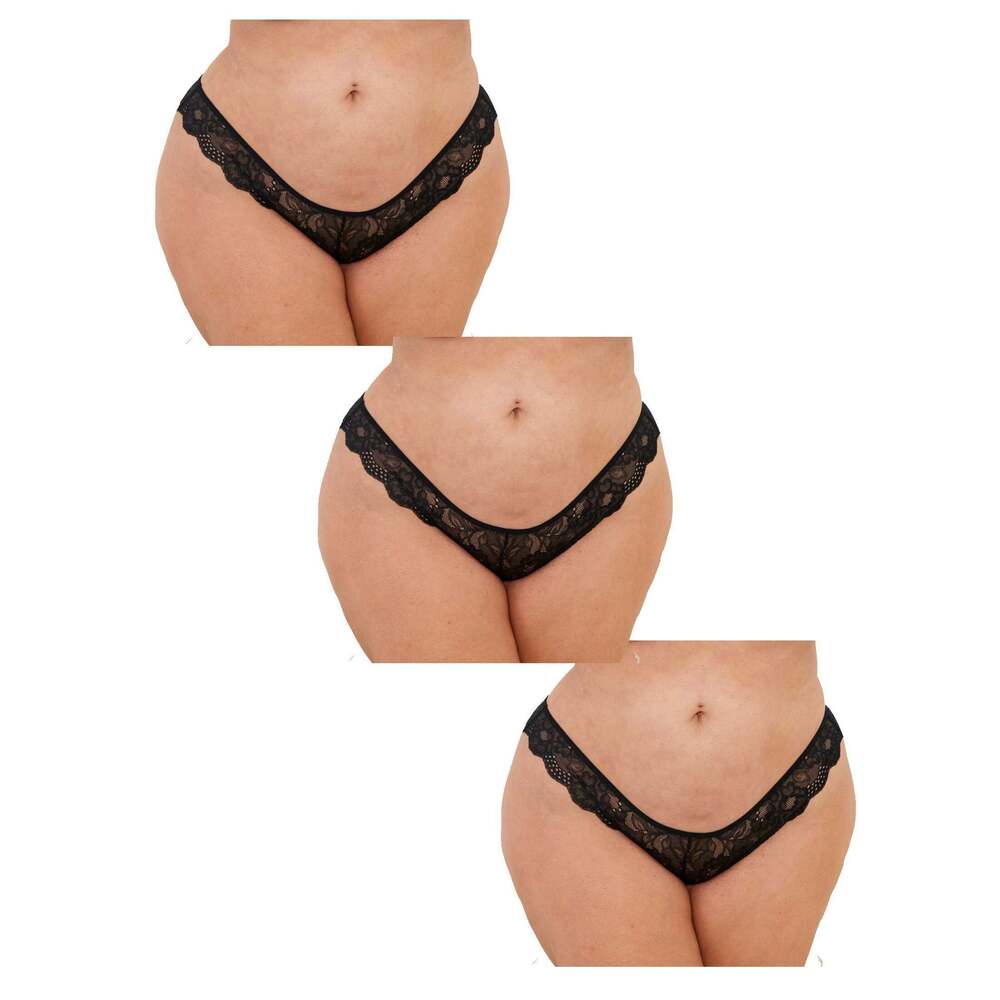 Escante - 75130X - QUEEN 3 PACK OPEN TANGA - BLACK